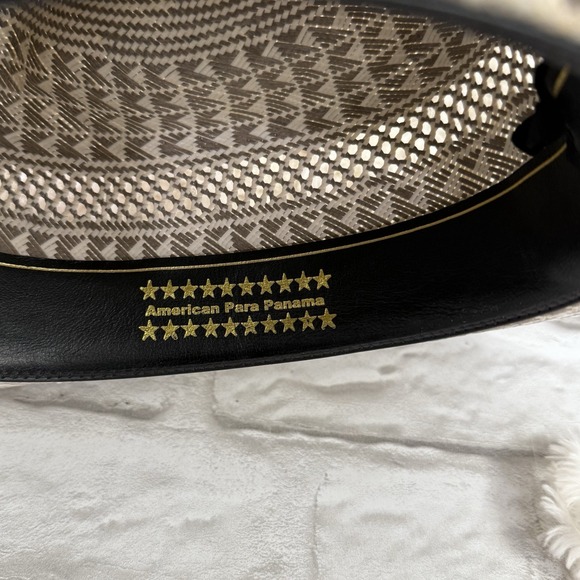 American Hat Company Cowboy Tone Geometric Vented Ivory  Rancher Straw Hat 7 1/4 - Picture 12 of 14
